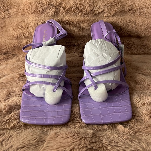 Purple Square Toe Strappy Heel - Picture 3 of 6